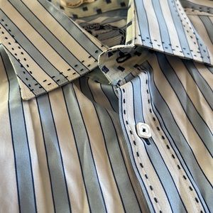 Bugatchi mens Large blue striped dress shirt